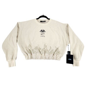 Civil Regime Flame Graphic‎ Cropped Sweatshirt Size Large